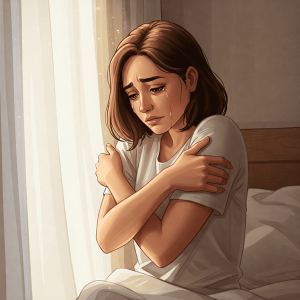 Ansiedad tras la ruptura. Mujer abrazándose a sí misma