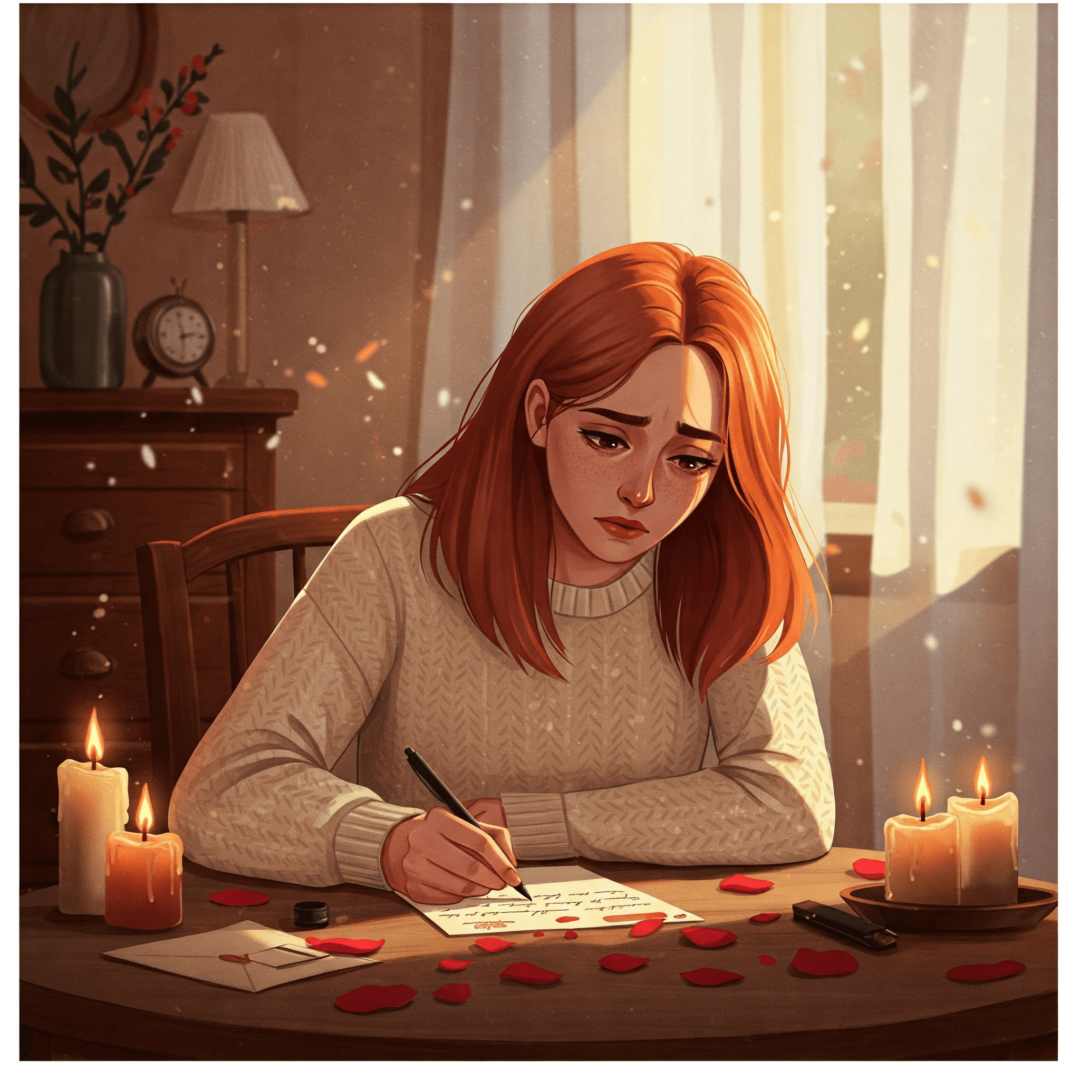 Cuando extrañar duele. Mujer escribiendo una carta emocional a mano