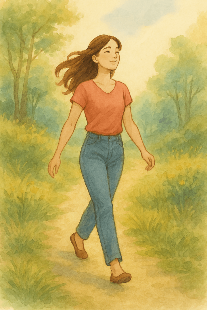 Mujer caminando libre y empoderada, representando superacion emocional
